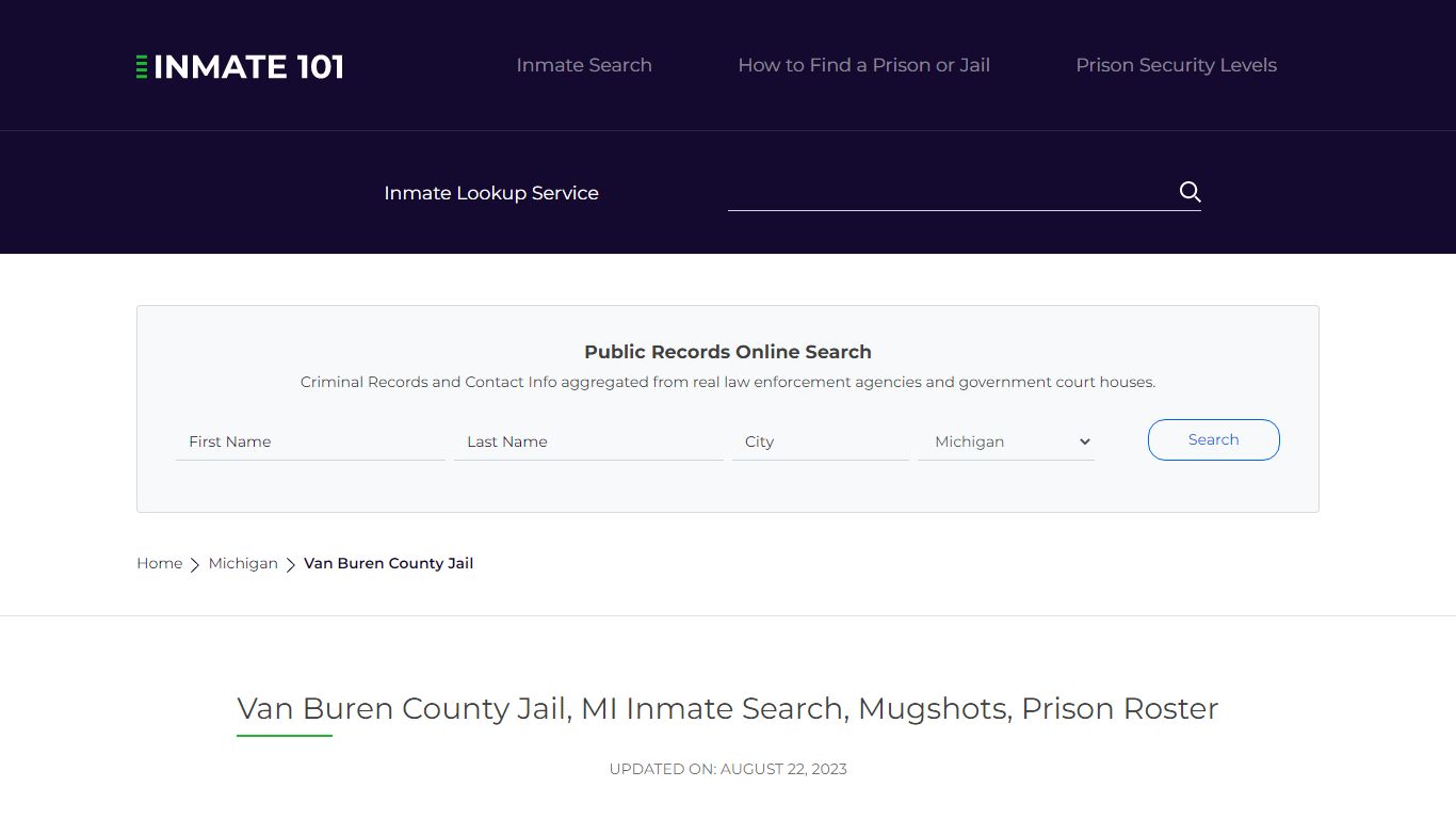 Van Buren County Jail, MI Inmate Search, Mugshots, Prison Roster