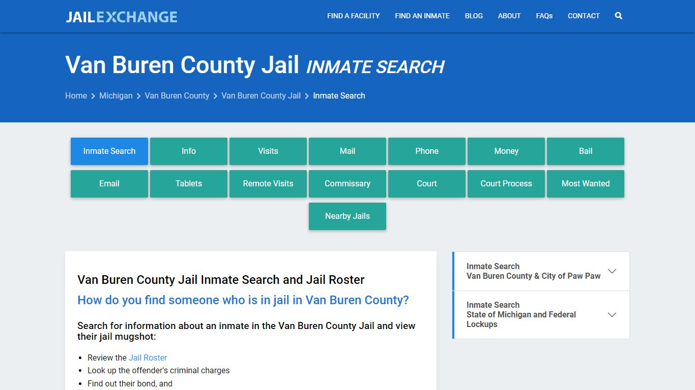 Inmate Search: Roster & Mugshots - Van Buren County Jail, MI