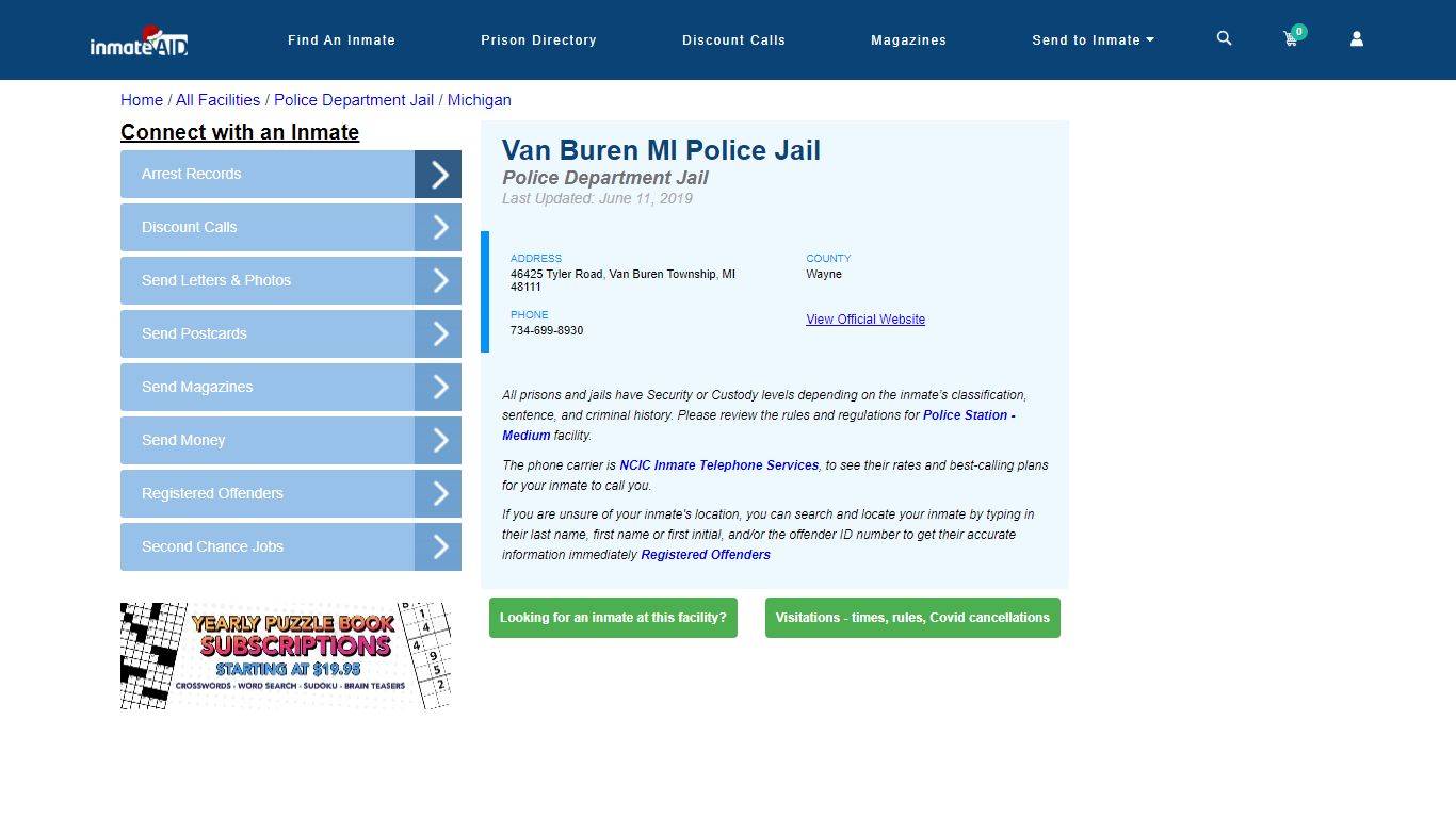Van Buren MI Police Jail & Inmate Search - Van Buren Township, MI